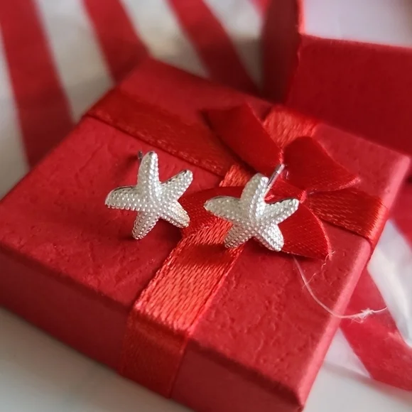 925 Sterling Starfish Stud Earrings -925 Sterling Silver,Summer Sunshine - Picture 5 of 6